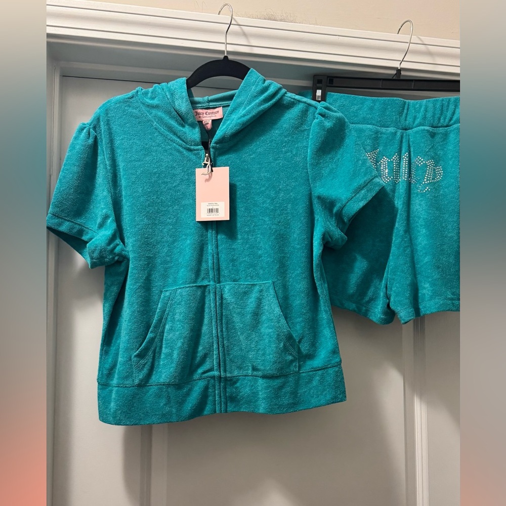 Juicy Couture Turquoise Hoodie and Shorts Set